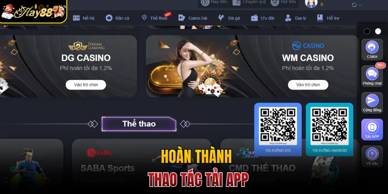 Hoàn thành thao tác tải app